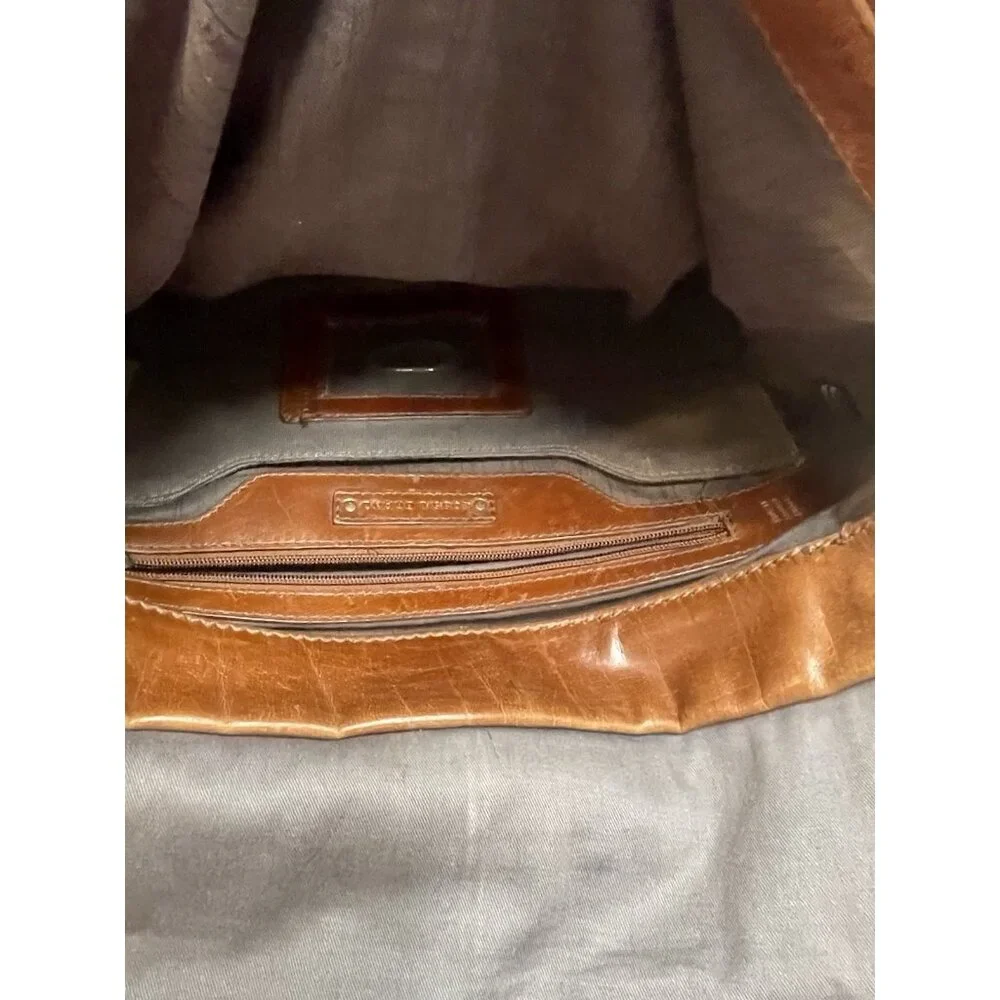 Fossil Brown Leather Magnetic Laptop Messenger Briefcase Bag Distressed